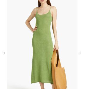 ONIA Open-back crochet-knit linen midi dress